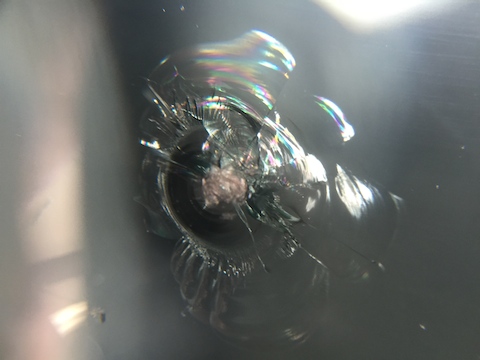 ミニ　フロントガラス　飛び石　修理　デントリペア