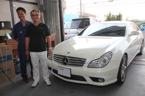 ベンツ　CLS　フロントガラス　飛び石　修理