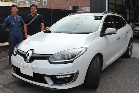 ルノー　メガーヌ　フロントガラス　飛び石　修理　ウインドリペア