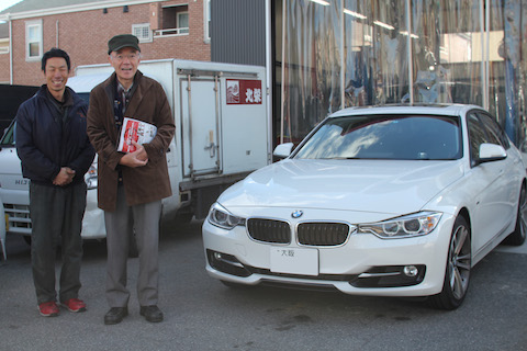 BMW 328i フロントガラス　飛び石　修理　ウインドリペア