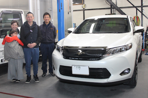 ハリアー　ヘコミ　修理　デントリペア　リアゲート