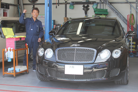 ベントレー　フロントガラス　飛び石　修理　ウインドリペア