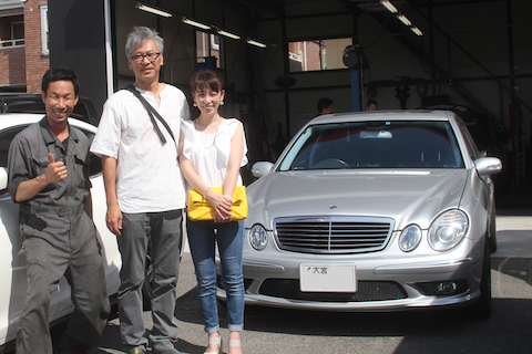 E55　ベンツ　フロントガラス　飛び石　修理　ウインドリペア