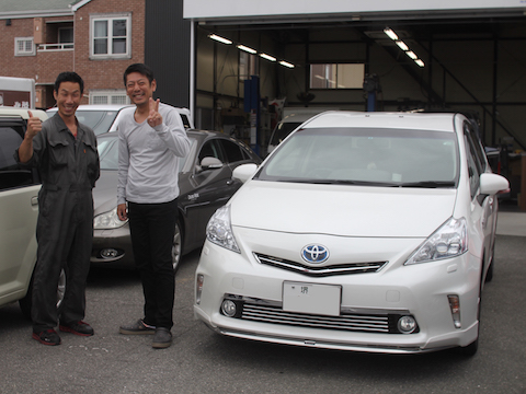 プリウスα　フロントガラス　飛び石　修理　ウインドリペア