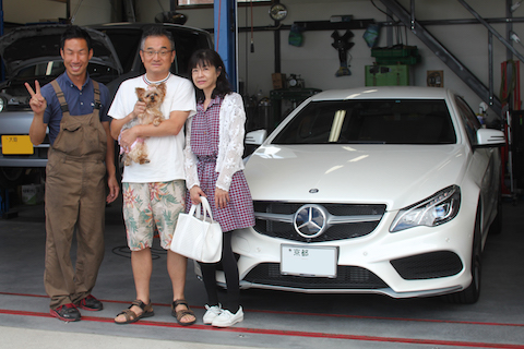 ベンツ　E250　フロントガラス　飛び石　修理　ウインドリペア