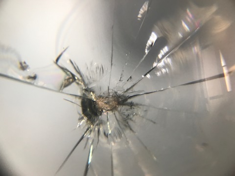 フィット　フロントガラス　飛び石　修理　ウインドリペア