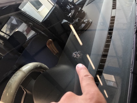 フロントガラスのヒビ・割れ、限界以上も修理・車検合格！