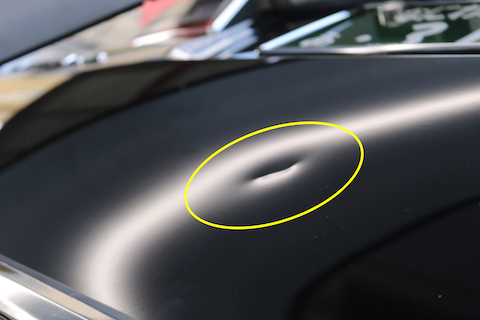 家の駐車場で自転車にあてた時もデントリペアでヘコミ修理！