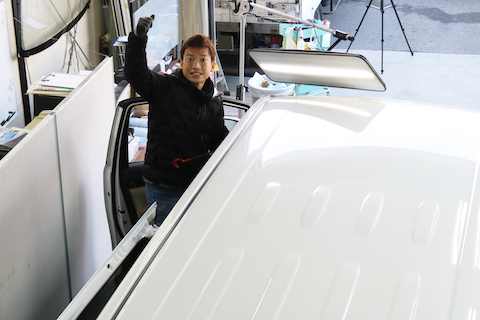 ルーフのヘコミもデントリペア修理！塗装しない・当日施工・修理跡なし！