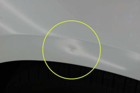 アルファードフェンダー、塗装しないヘコミ修理