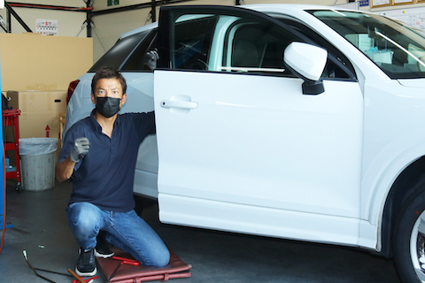 アウディ ドアのヘコミ修理、修理跡ない査定額下げない方法