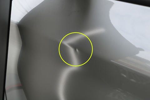 プレスラインが潰れたヘコミを短時間で綺麗に復元！