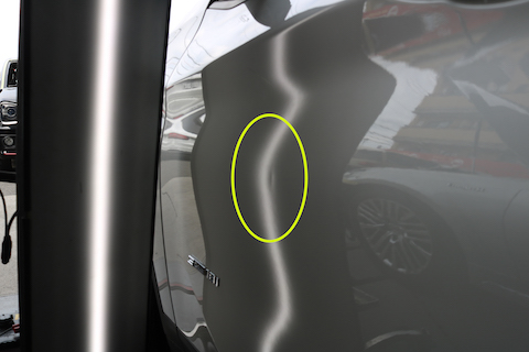 プレスラインが潰れたヘコミを短時間で綺麗に復元！