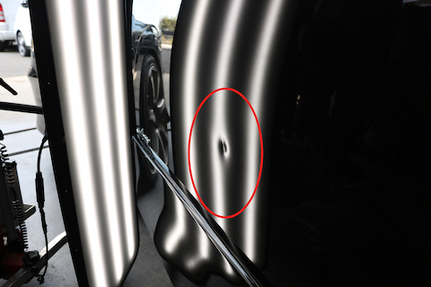 台風で被害続出のドアパンチのへこみを即時修理！