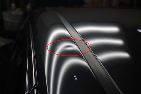 レクサスLBXのルーフサイド凹みをプーリングで修復！