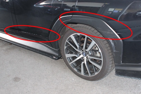 WRXの薄いキズを塗装修理で美しく再生!部品交換なしで費用も最小限に